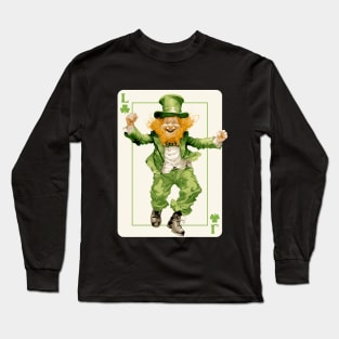 Leprechaun Shamrock Card St Paddys Day Festival Long Sleeve T-Shirt